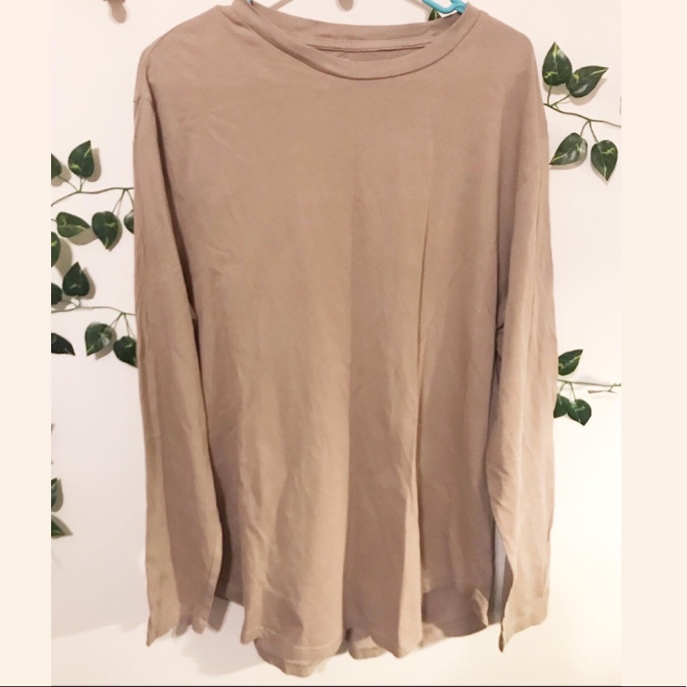 H&M Casual Longsleeve Tan Tee 100% Cotton Size XL